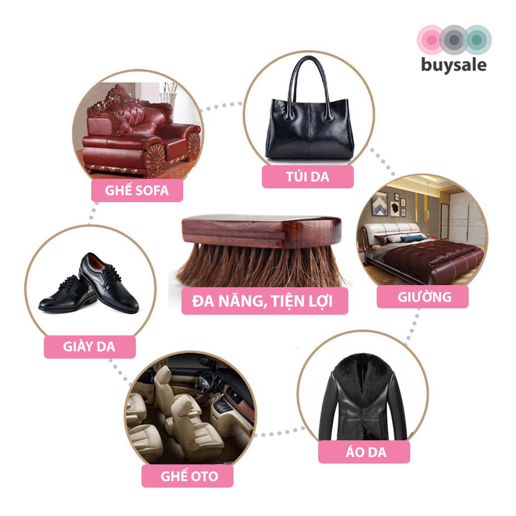 Bàn chải lông ngựa tự nhiên vệ sinh, chăm sóc đồ da - BuySales - BSPK235