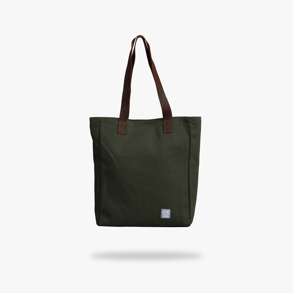 Jamlos Leather Strap Tote - Túi tote thời trang vải canvas dây quai đeo da bò sáp phong cách
