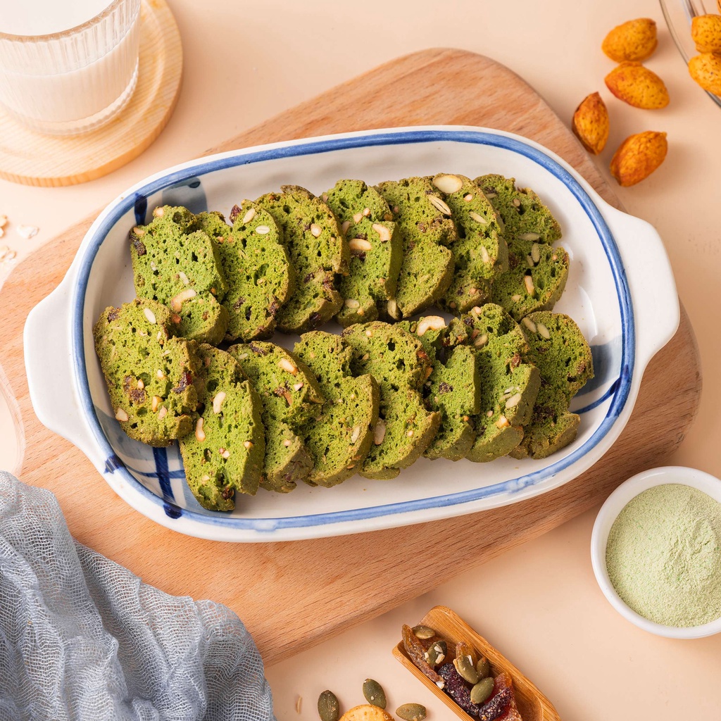 Bánh ăn kiêng biscotti ONFOD vị matcha dành cho người tiểu đường, giảm cân mix 5 vị nguyên cám không đường 250g 500g