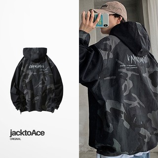 Áo khoác Streetwear  Camo Back Navy Nam Oversize