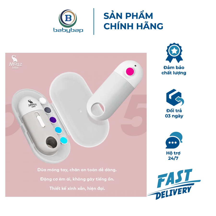 Máy Dũa Móng Tay Cho Bé Moaz bebe MB015 Với Các Tấm Mài Tùy Chỉnh Theo Độ Tuổi