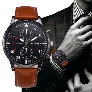 Đồng hồ analog máy quartz dây da phong cách retro