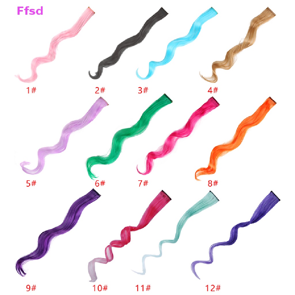 {Ffsd} Tóc Giả Xoăn Dài Vô Hình Màu Gradient Có Kẹp