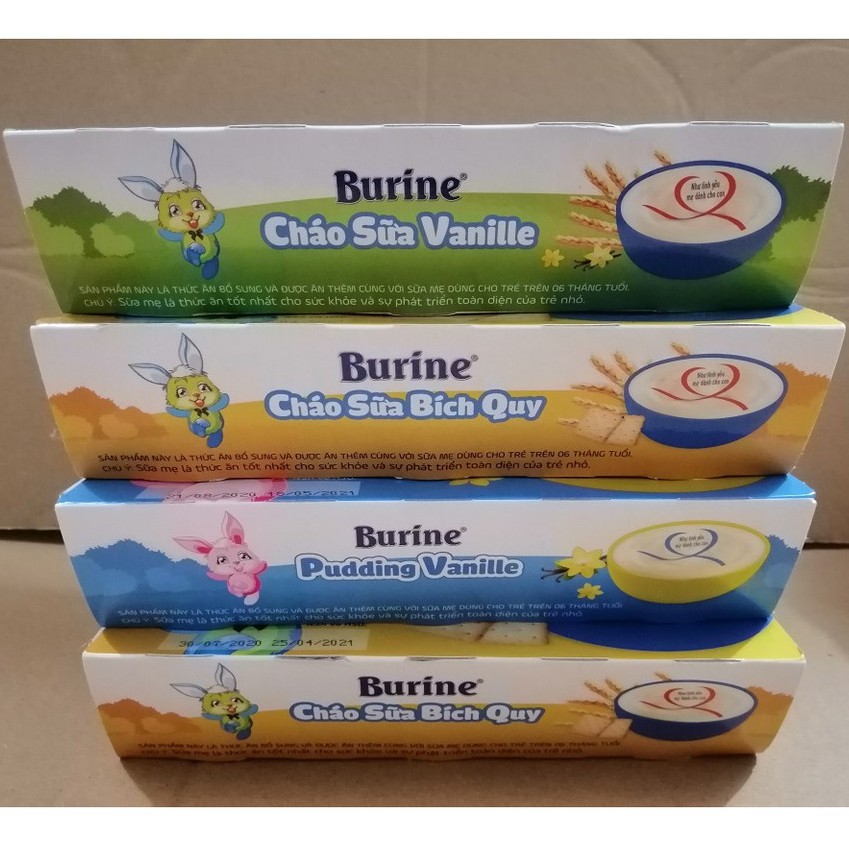 Cháo sữa và Pudding Burine dạng hũ vị vani / bích quy (Lốc 6 hộp x 50g)