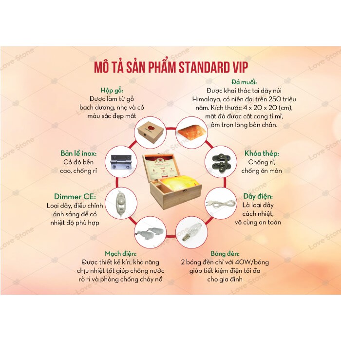 Hộp Đá Muối Massage Chân LoveStone Standard Vip - Hàng Chính Hãng 100%