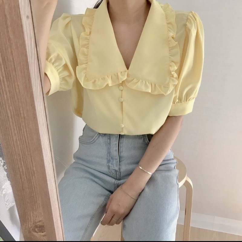 ÁO SƠ MI TAY NGẮN CỔ SEN