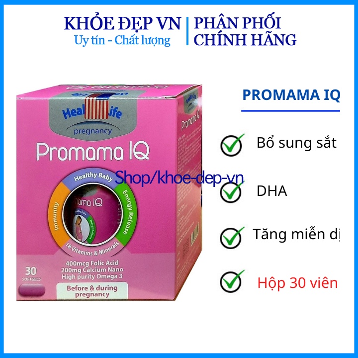 Vitamin Cho Mẹ Bầu Promama IQ- Hộp 30 viên bổ sung vitamin và dưỡng chất cần thiết cho phụn nữ mang thai