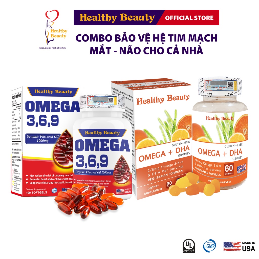 ComBo Bảo Vệ Hệ Tim Mạch - Mắt - Não Healthy Beauty Cho Cả Gia Đình