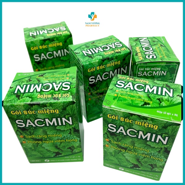 Gói súc miệng Sacmin - Vệ sinh răng miệng, Súc miệng nước muối sạch khuẩn cho bé hương thơm mát - Hộp 12 gói*3g