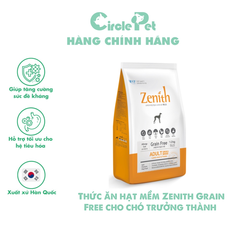 Thức Ăn Hạt Mềm Zenith Grain Free Cho Chó Trưởng Thành Tăng Cường Sức Đề Kháng Túi 1,2kg - Circle Pet