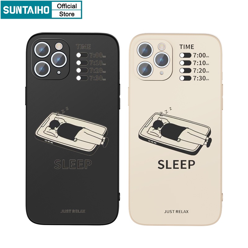 Ốp lưng iphone Ốp điện thoại SUNTAIHO silicone dẻo họa tiết nằm thẳng thích hợp cho iPhone 13 12 11 Mini Pro X XR XS Max 7/ 8 Plus