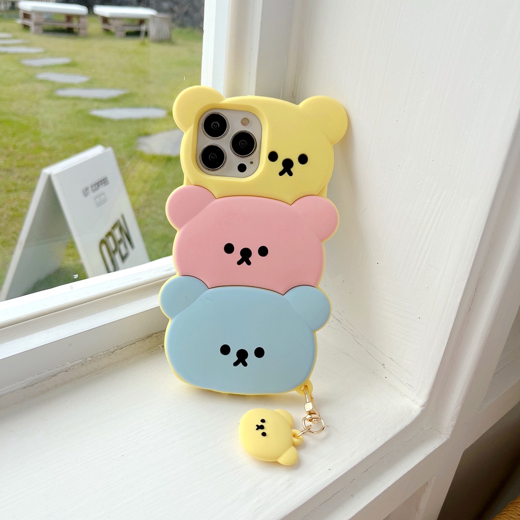 Ốp Điện Thoại Silicon Mềm Hình Gấu 3D Cho iphone 14 Pro MAX 14 Plus 14 13 Pro MAX 12 Pro MAX 11 Pro MAX X XS MAX XR 6 6S 7 8 Plus