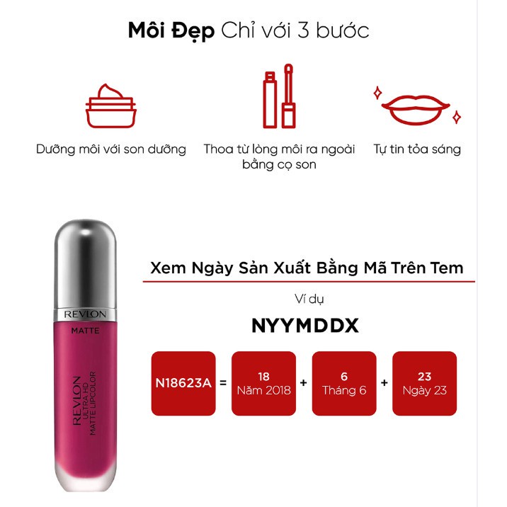 Son kem lì siêu nét Revlon Ultra HD Matte Lipcolor 5.9ml