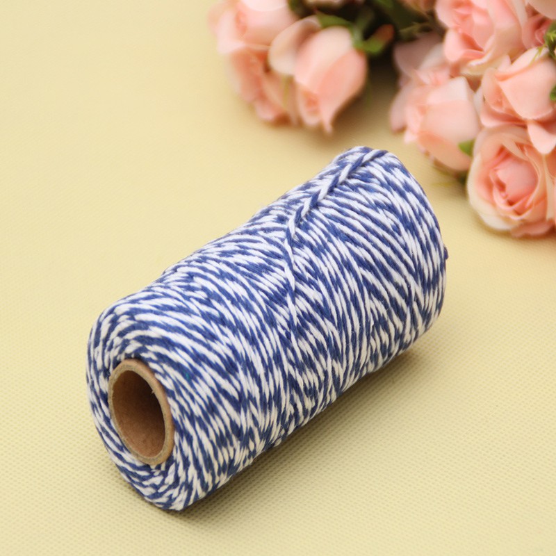 Dây sợi cotton 2 màu trang trí đồ handmade (Sợi 2mm, dài 100mét) - 01 cuộn