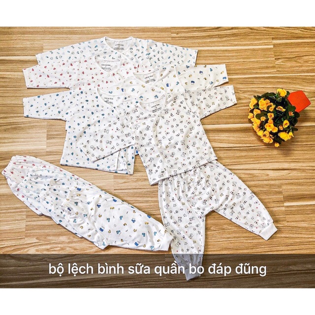 Quần áo trẻ em - Bộ quần áo bình sữa cotton đáp đũng