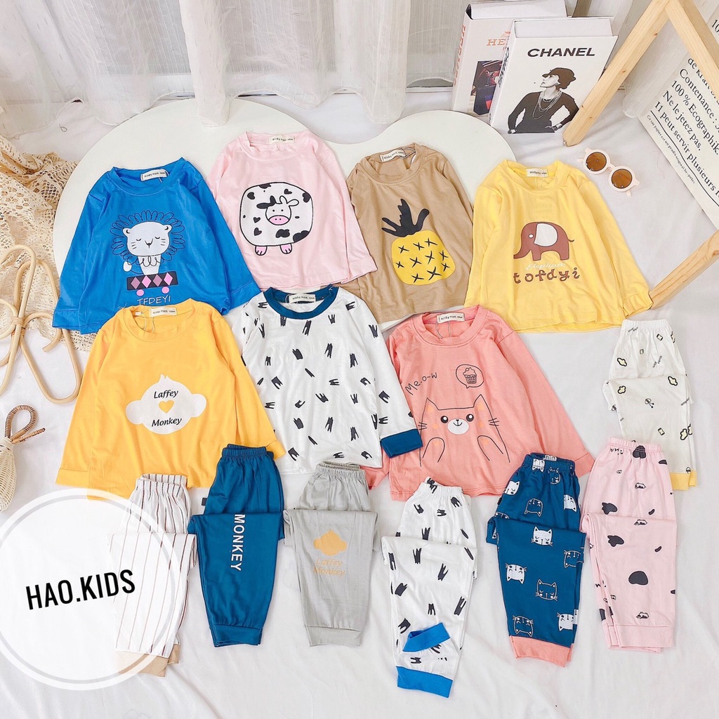 Quần áo trẻ em thu đông MINKY MOM Chính hãng dài tay đồ bộ bé gái bé trai sơ sinh 0 24 tháng tuổi