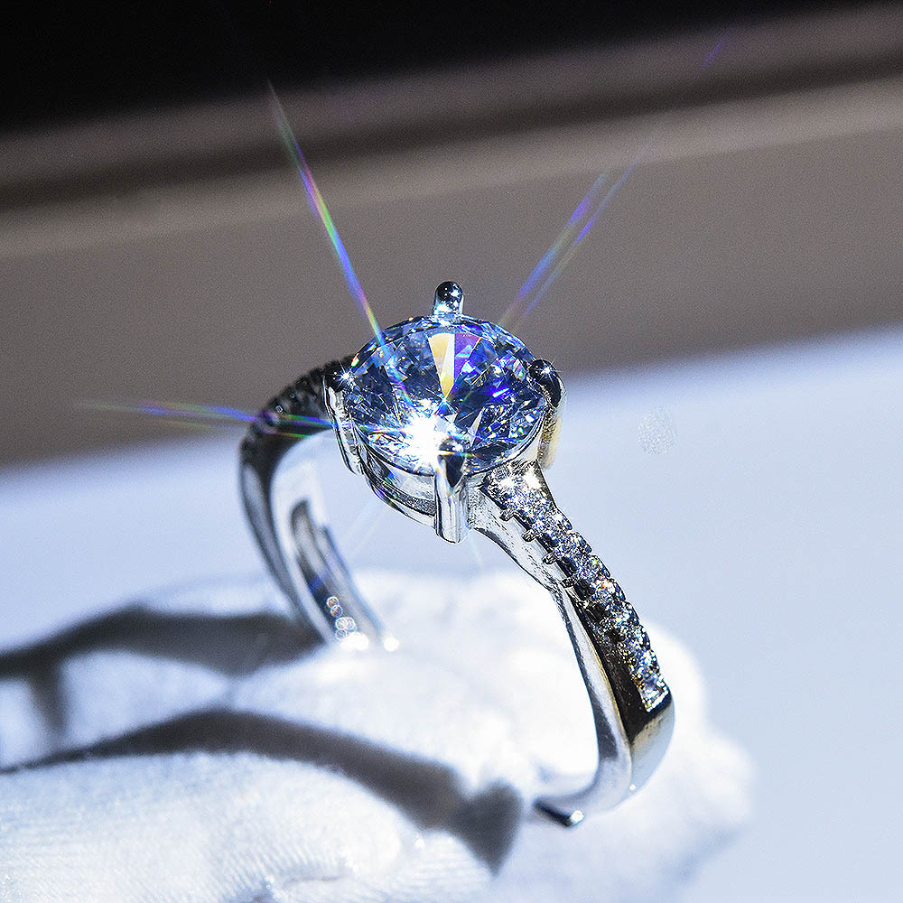 Nhẫn hở đính đá sáng tạo pt950