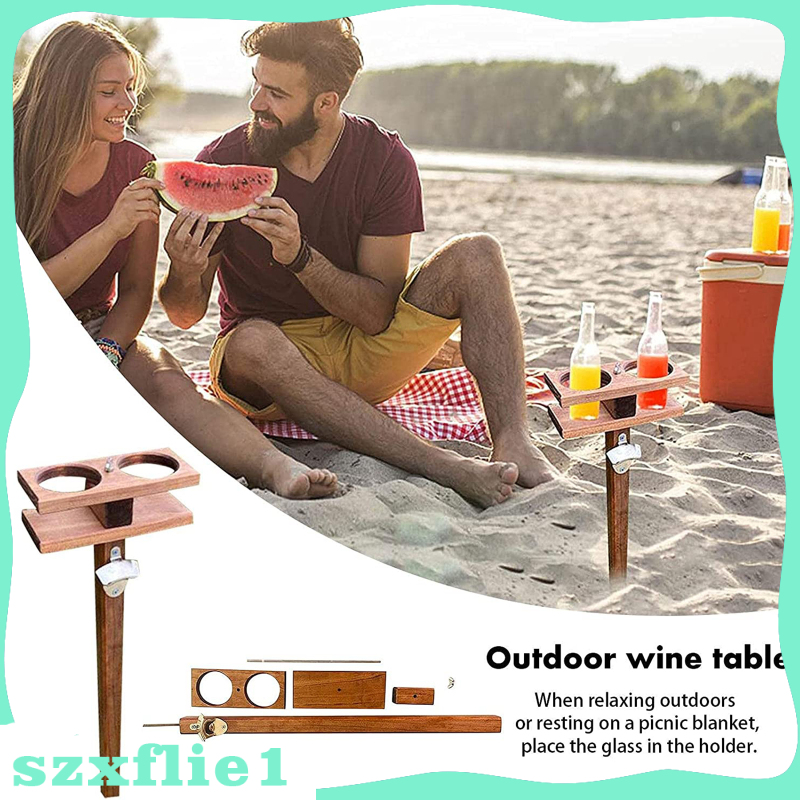 [🔥Hot Sale🔥] Portable Wine Table Compact BBQ Beach Party Camping Beer Cups Bottles Holder