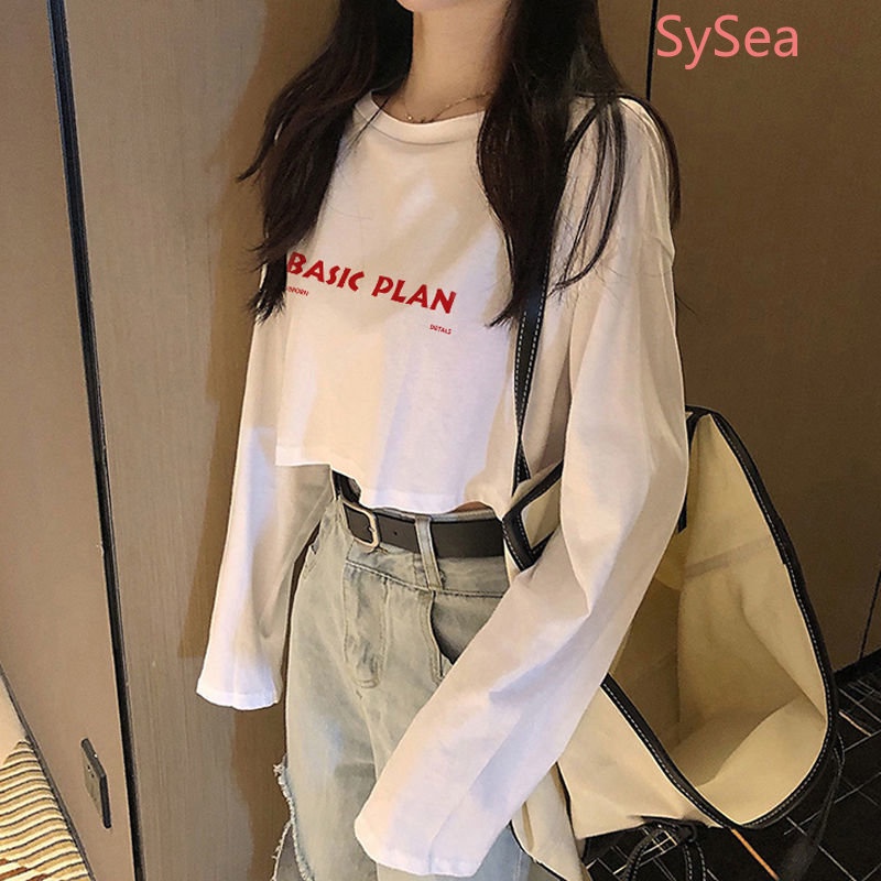 Áo Croptop In Chữ Phong Cách Hàn Quốc Thời Trang Mùa Hè Dành Cho Nữ