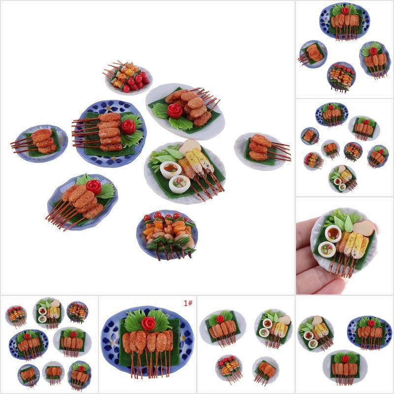 [HoMSI] 1:6/1:12 Dollhouse Miniature BBQ Skewer Mini Barbecue Doll House Kitchen Decor SUU