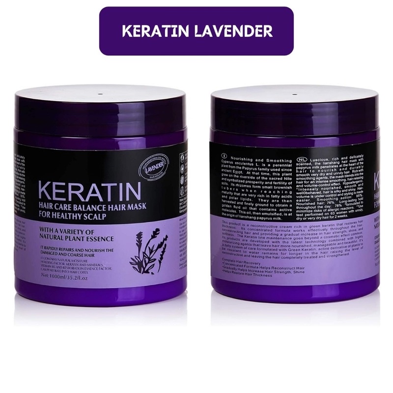 Kem ủ tóc KERATIN COLLAGEN 1000ML LAVENDER BRAZIL NUT - Ủ hấp tóc cung cấp dưỡng chất KERATIN tự nhiên