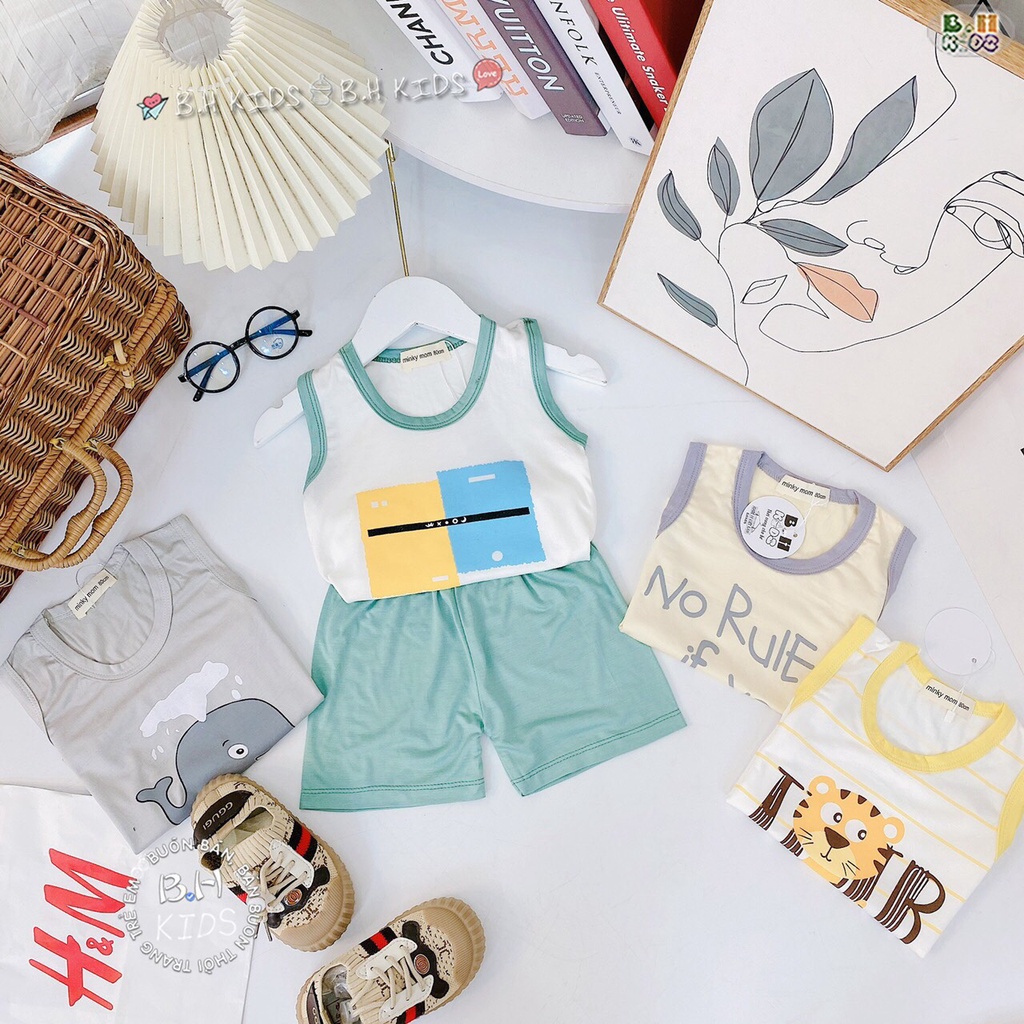 Đồ Bộ Mặc Nhà Cho Bé Trai, Bé Gái, Bộ Cộc tay Mùa Hè Minky Mom Thun Lạnh Hoạt Nhiều Màu Cho Trẻ em_umeekids