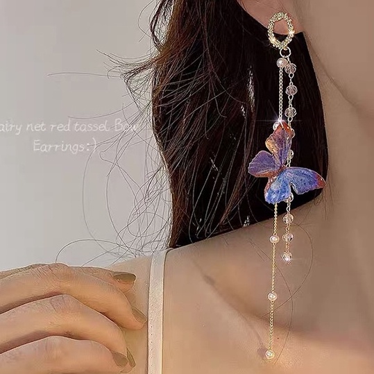 Bông Tai Dáng Dài Phối Tua Rua Thời Trang Mùa Hè Mới 2023 Cho Nữ