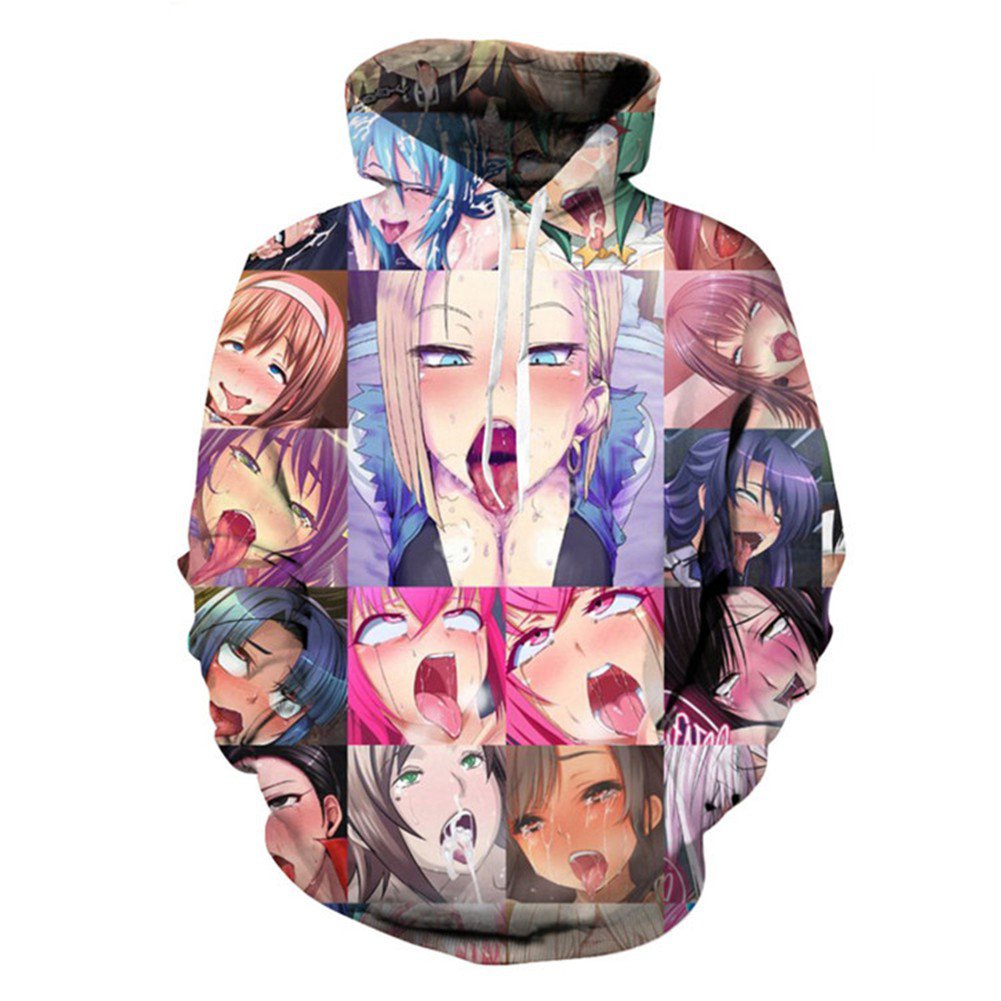 Áo Hoodie Tay Dài In Hình Nhân Vật Ahegao Hentai 3D Phong Cách Unisex Nhật Bản 2021 Ow72
