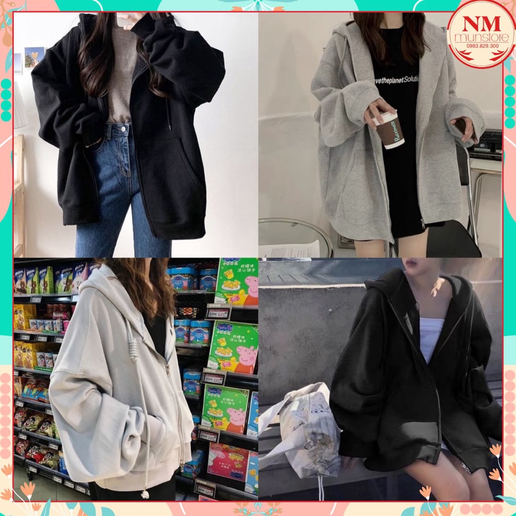 Áo khoác nỉ Xưởng May Nhật Minht chất nỉ ngoại hàng dầy, from to unisex, tay bồng, mũ 2 lớp, không xù - HÀNG MỚI VỀ