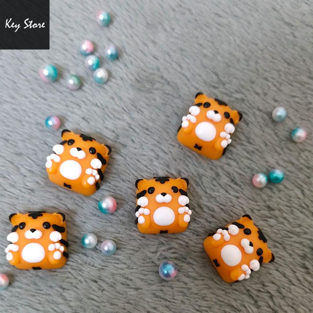 Nút bàn phím cơ artisan keycap gấu tigo màu vàng