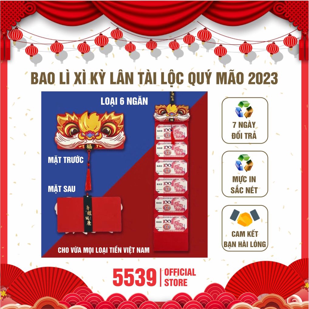 Bao lì xì kỳ lân tài lộc cao cấp Tết Quý Mão 2023 đẹp độc lạ món quà tặng đầy ý nghĩa giá sỉ inbox - Shop 5539