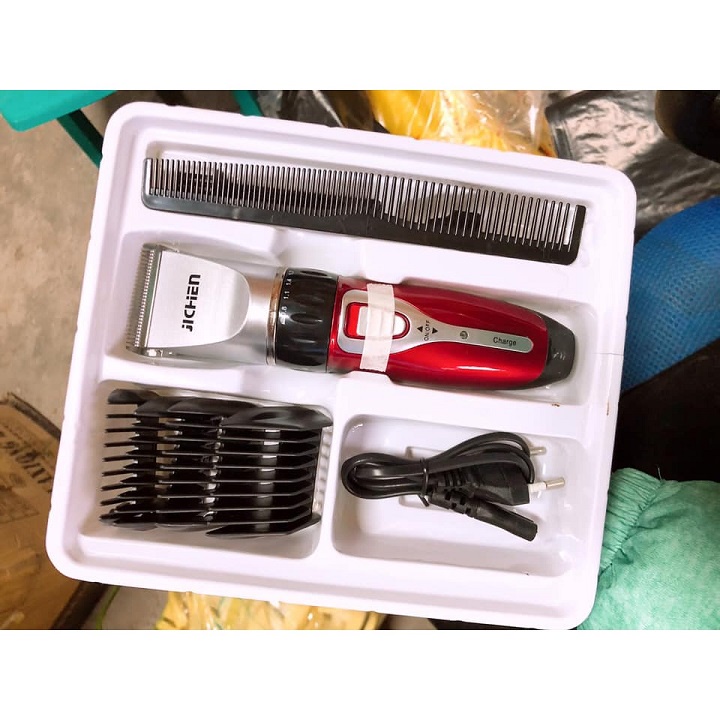 Tông Đơ Cắt Tóc Jichen 0817 Tặng Kèm 2 Kéo Cắt Tỉa Và 1 Lấy Ráy Tai Có Đèn - Bảo Hành 12 Tháng