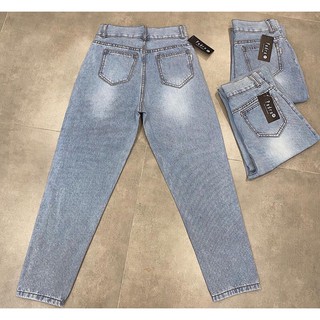 Baggy Jeans Lưng Cao 2 Nút Đai nút