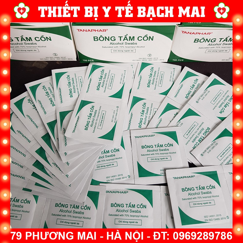 Bông Tẩm Cồn Tiệt Trùng Alcohol Pads [Hộp 100 Miếng]