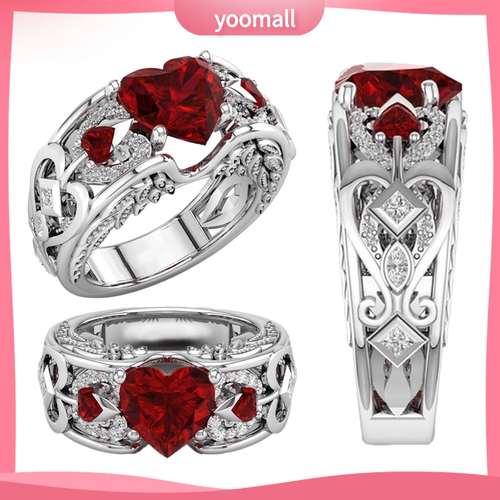 Yomall♡ Nhẫn Hợp Kim Hình Trái Tim Phong Cách Châu Âu Lãng Mạn Cho Nữ