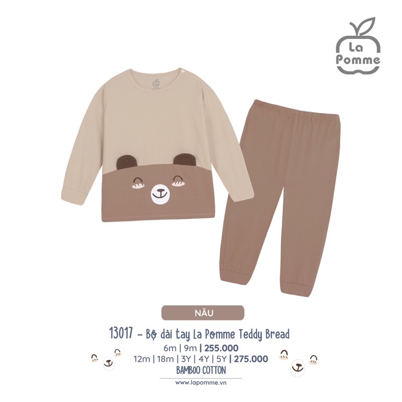La Pomme Bộ dài tay chú gấu 6m-5y AW2022