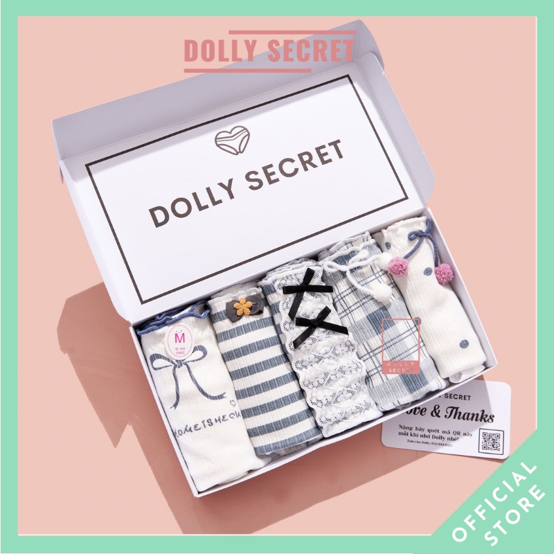 Quần lót len tăm viền ren dễ thương đính nơ dễ thương cho nữ DOLLYSECRET QL041