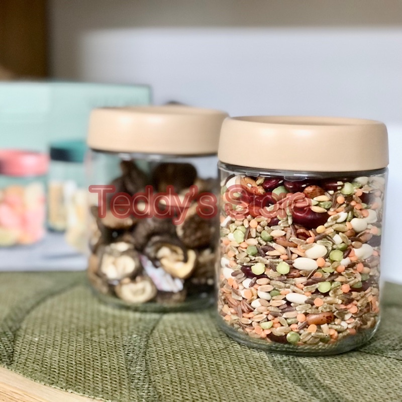 Combo 2 Hũ Thủy Tinh Nắp Vặn Roborobo 450ml đựng đồ khô, bánh kẹo, các loại hạt ngũ cốc