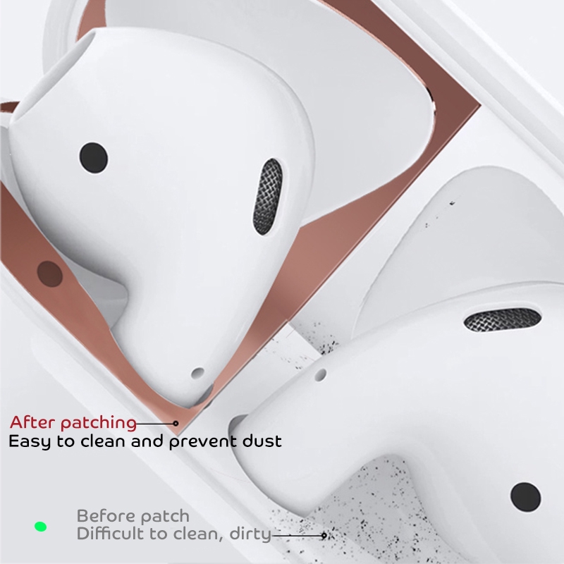 Miếng bảo vệ hộp sạc tai nghe Apple Airpods 2 chống bụi bằng kim loại