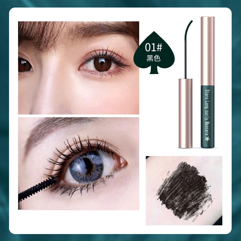 🍓Mascara Kháng Nước Chống Mồ Hôi Đầu Cọ Nhỏ Chuốt Mi Cong/Dài Hiệu Quả