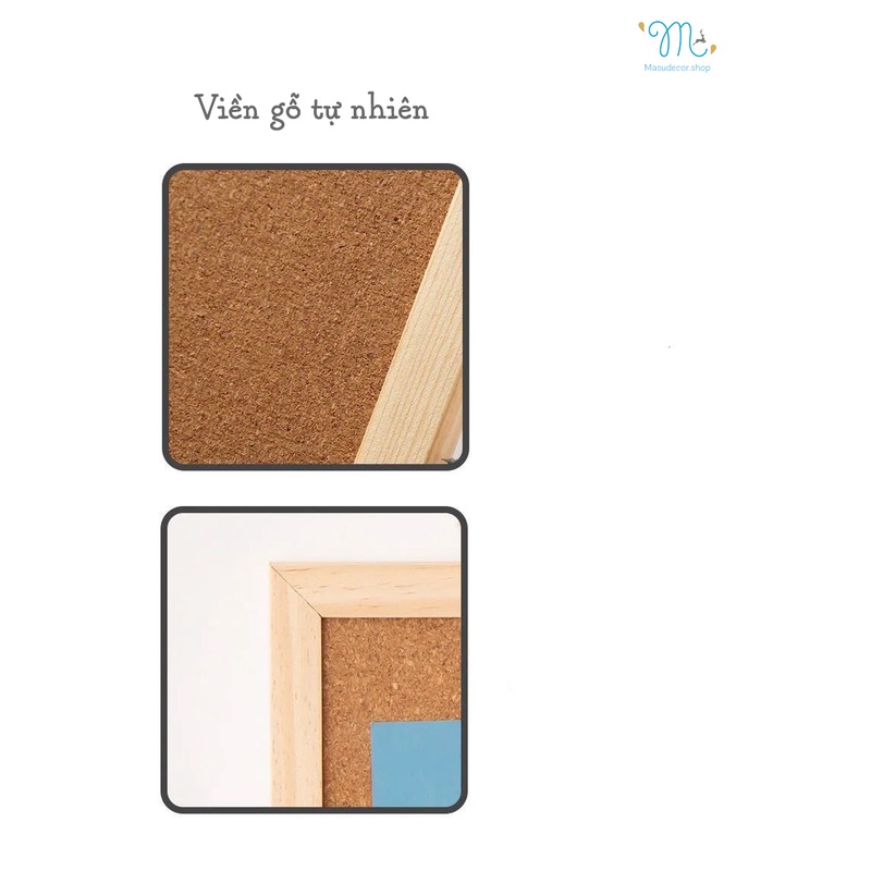 Bảng ghim bần viền gỗ tự nhiên