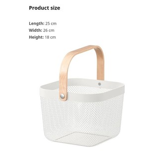 Giỏ đựng đồ quai gỗ lưới thép đa năng IKEA Risatorp
