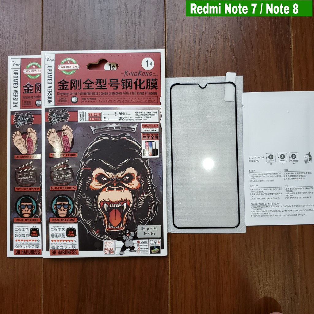 Kính cường lực Xiaomi Redmi Note 8 / Note 7 hiệu KingKong viền mỏng cao cấp