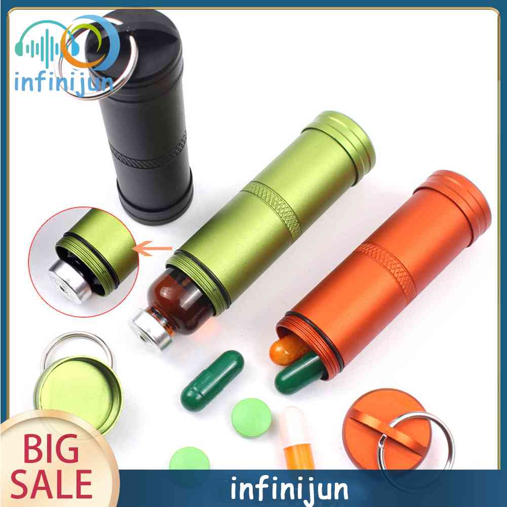 Hộp Đựng Thuốc Chống Thấm Nước Bằng Hợp Kim Nhôm Kèm Móc Khóa Tiện Dụng