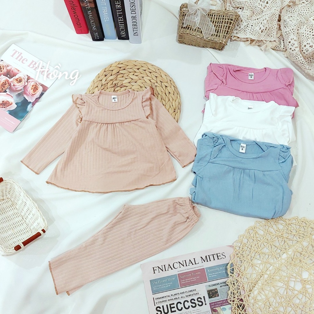 Đồ bộ quần áo dài tay cho bé gái chất len đũa AM771 TTR81