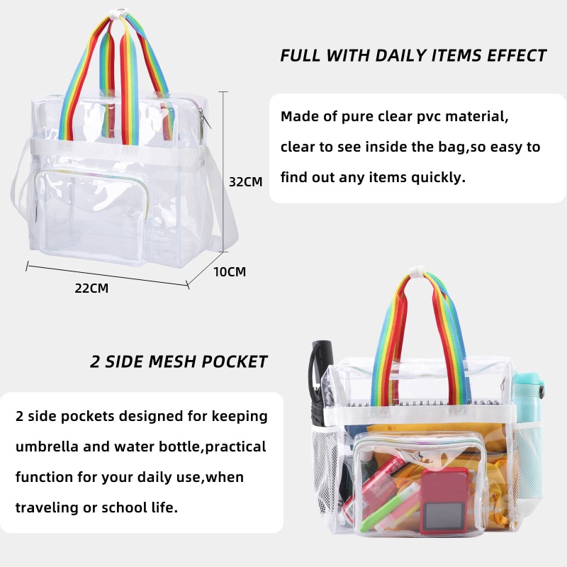 Túi Xách Đeo Vai Bằng PVC Trong Suốt Hình Vuông Cỡ Lớn Với Dây Đeo Tùy Chỉnh Thời Trang Cho Nữ
