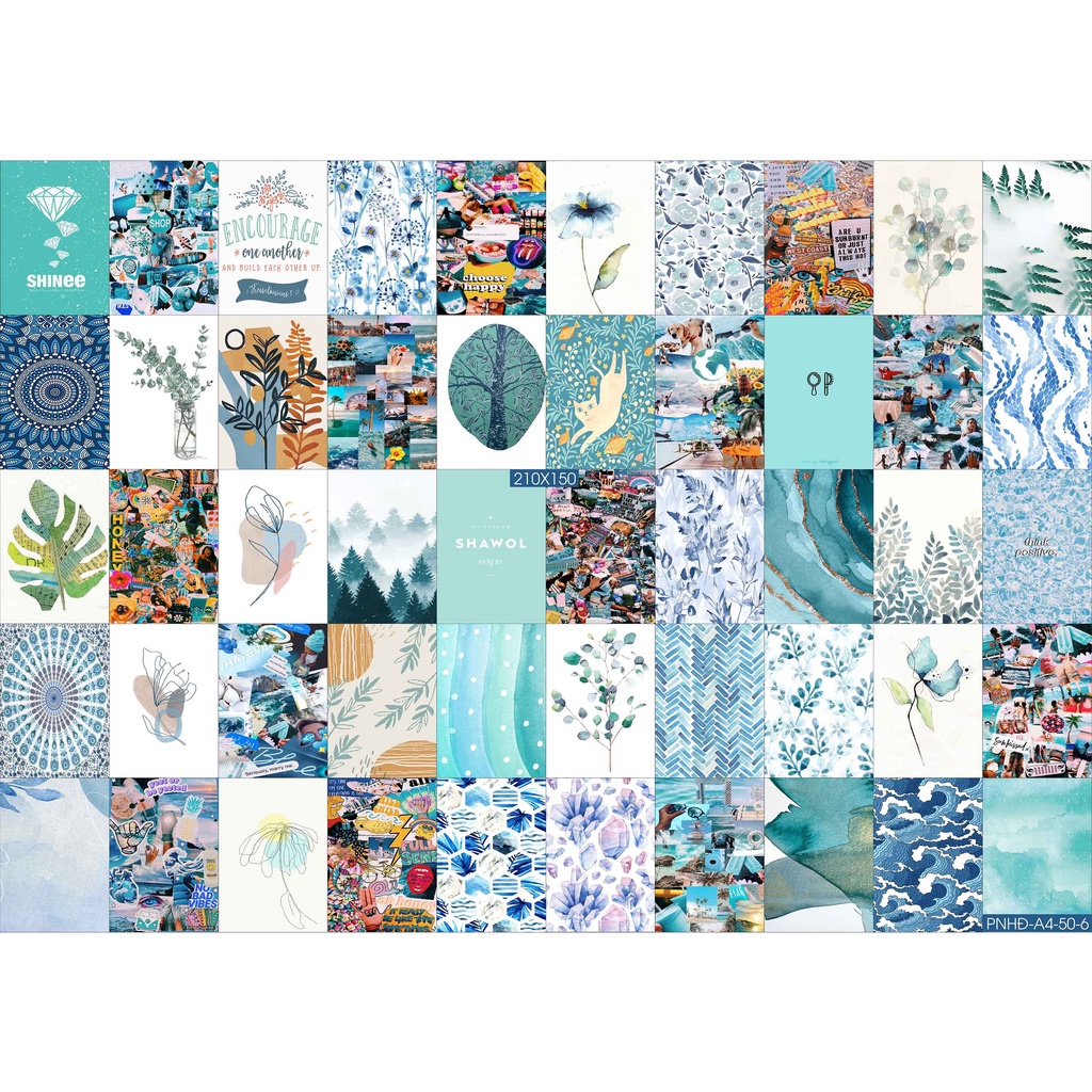 Combo Set 50 tờ Decal dán tường trang trí khổ A4,A5 - Trang trí Phòng ngủ Hiện đại PNHĐ6