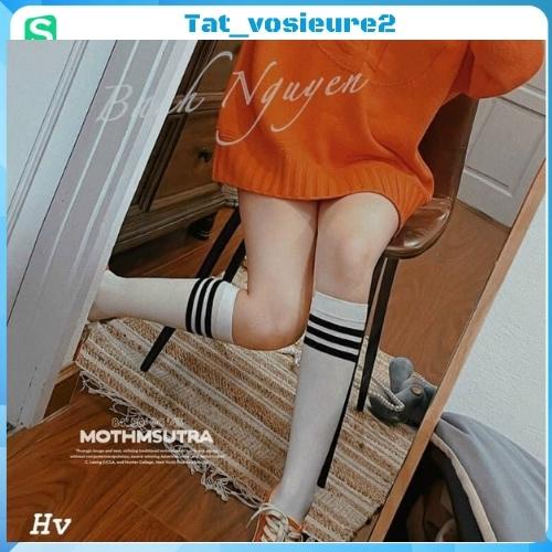 Tất vớ nữ cao cổ dài dưới gối phong cách Hàn Quốc loại dày dặn 90% cotton cực thoáng mát dài 38cm