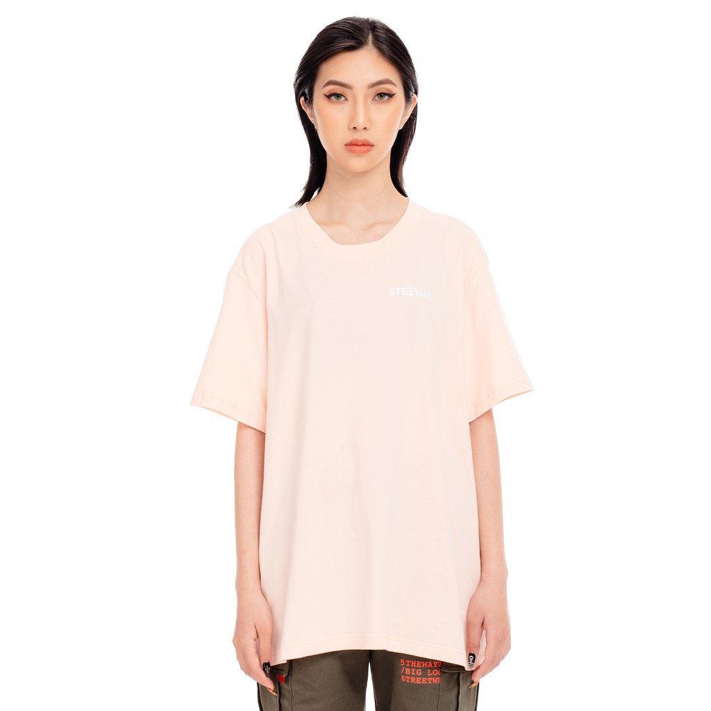 5THEWAY® /ZIGZAG/ SQUARE TEE™ in PALE PEACH aka Áo Thun Tay Ngắn Hồng Đào