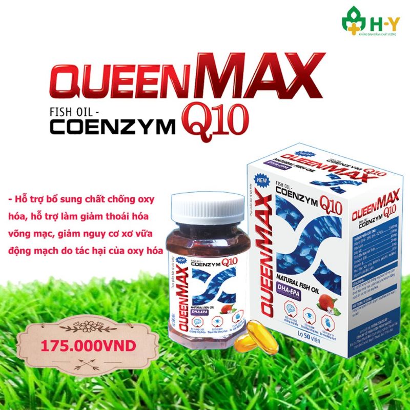 QUEENMAX COENZYM Q10 + FISH OIL - Hộp 50 viên Queen Max hỗ trợ chống oxy hóa, mắt sáng, nhớ lâu, tim khỏe